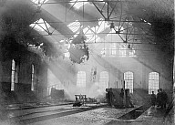 Straßenbahn Bozen-Gries: Wagenhalle nach Brand am 2. März 1916 
