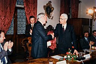 Silvius Magnago, Roland Riz e Bruno Hosp in occasione del trentesimo anniversario di Magnago in veste di Presidente della SVP