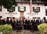 Silvius Magnago in occasione della conferenza dell'Arge Alp