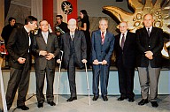 Thomas Widmann, Siegfried Brugger, Silvius Magnago, Alois Mock e Luis Durnwalder ad una serata della SVP per il trentesimo anniversario dello statuto d'autonomia